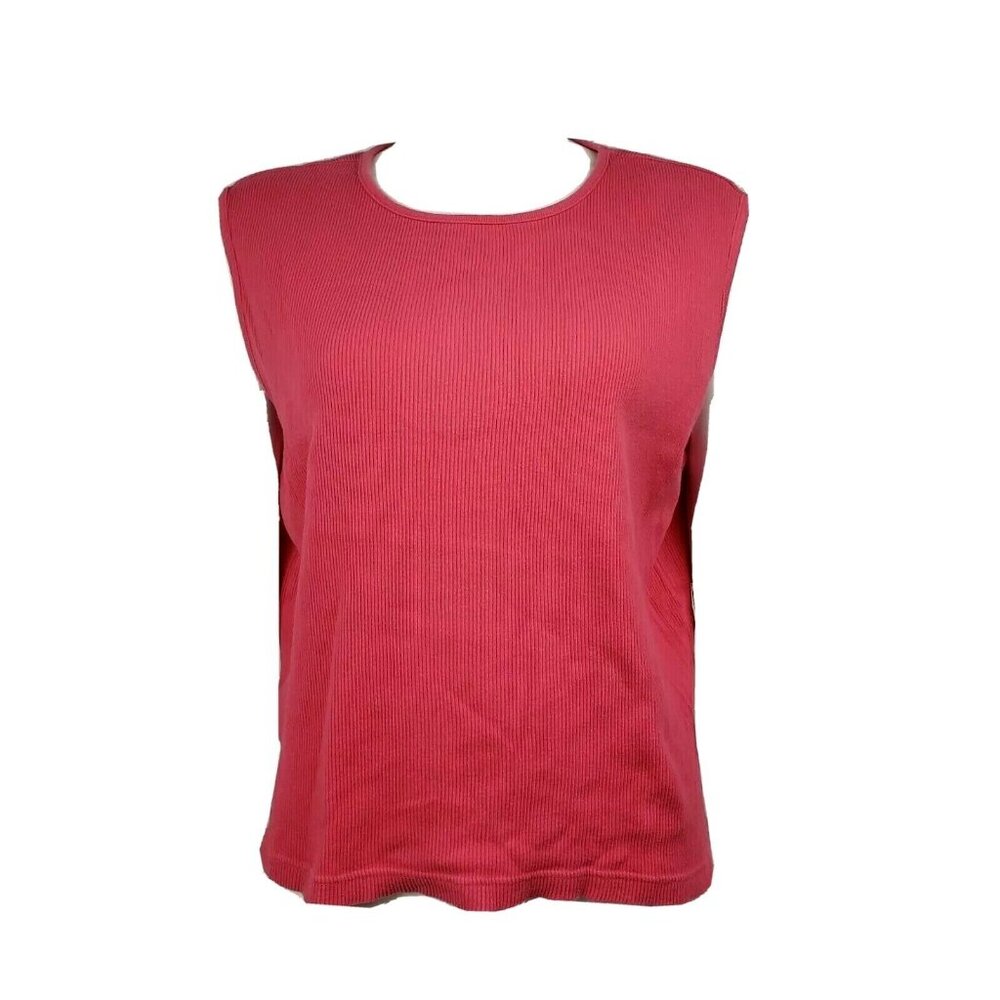 CHRISTOPHER & BANKS Tank Top Womens Size XL Solid All Pink Ribbed Boxy Fit
